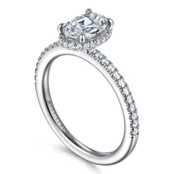 Sale Gabriel & Co. Allesia - 14K White Gold Oval Cut Hidden Halo Diamond Engagement Ring