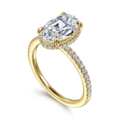 Outlet Gabriel & Co. Allesia - 14K Yellow Gold Oval Cut Hidden Halo Diamond Engagement Ring