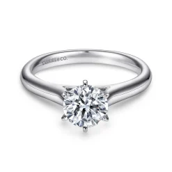 New Gabriel & Co. Allie - Platinum Round Diamond Solitaire Engagement Ring