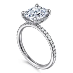 Sale Gabriel & Co. Allison - 14K White Gold Elongated Cushion Hidden Halo Diamond and Engagement Ring