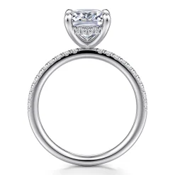 Sale Gabriel & Co. Allison - 14K White Gold Elongated Cushion Hidden Halo Diamond and Engagement Ring