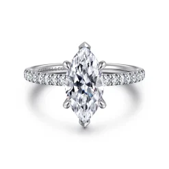 Hot Gabriel & Co. Allison - 14K White Gold Marquise Shape Hidden Halo Diamond Engagement Ring