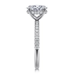 New Gabriel & Co. Allison - 14K White Gold Oval Hidden Halo Diamond Engagement Ring