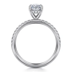 New Gabriel & Co. Allison - 14K White Gold Oval Hidden Halo Diamond Engagement Ring