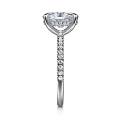 Hot Gabriel & Co. Allison - 14K White Gold Oval Hidden Halo Diamond and Engagement Ring