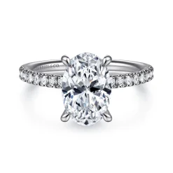 Hot Gabriel & Co. Allison - 14K White Gold Oval Hidden Halo Diamond and Engagement Ring