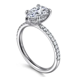 Sale Gabriel & Co. Allison - 14K White Gold Pear Shape Hidden Halo Diamond Engagement Ring