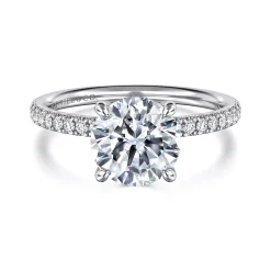 Discount Gabriel & Co. Allison - 14K White Gold Round Hidden Halo Diamond and Engagement Ring
