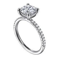 Discount Gabriel & Co. Allison - 14K White Gold Round Hidden Halo Diamond and Engagement Ring