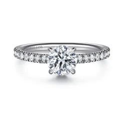 Clearance Gabriel & Co. Allison - 14K White Gold Round Hidden Halo Diamond and Engagement Ring