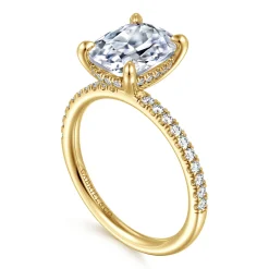 Clearance Gabriel & Co. Allison - 14K Yellow Gold Elongated Cushion Hidden Halo Diamond and Engagement Ring