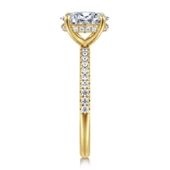 Clearance Gabriel & Co. Allison - 14K Yellow Gold Oval Hidden Halo Diamond and Engagement Ring