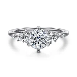 Best Gabriel & Co. Allure - 14K White Gold Round Diamond Engagement Ring