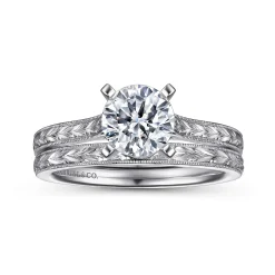 Hot Gabriel & Co. Alma - Vintage Inspired 14K White Gold Round Solitaire Engagement Ring