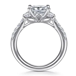 Clearance Gabriel & Co. Alta - 14K White Gold Princess Cut Three Stone Diamond Engagement Ring