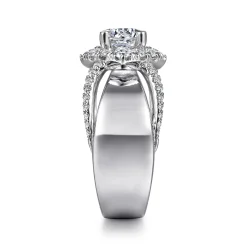 Discount Gabriel & Co. Alva - 14K White Gold Round Halo Diamond Engagement Ring
