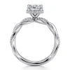 Best Gabriel & Co. Ama - 14K White Gold Twisted Cushion Halo Diamond Engagement Ring