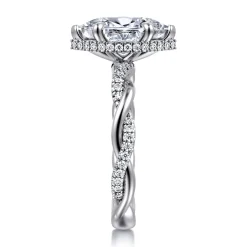 Outlet Gabriel & Co. Ama - 14K White Gold Twisted Marquise Shape Halo Diamond Engagement Ring