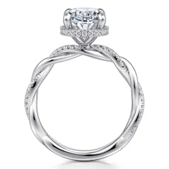 Sale Gabriel & Co. Ama - 14K White Gold Twisted Oval Halo Diamond Engagement Ring