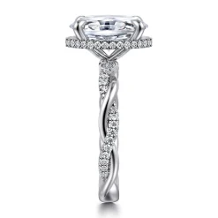 Sale Gabriel & Co. Ama - 14K White Gold Twisted Oval Halo Diamond Engagement Ring
