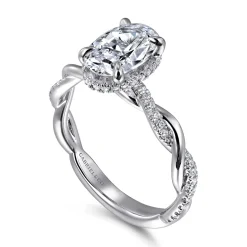 Hot Gabriel & Co. Ama - 14K White Gold Twisted Oval Halo Diamond Engagement Ring