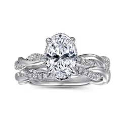 Hot Gabriel & Co. Ama - 14K White Gold Twisted Oval Halo Diamond Engagement Ring
