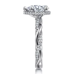 Hot Gabriel & Co. Ama - 14K White Gold Twisted Pear Shape Halo Diamond Engagement Ring