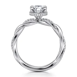 Hot Gabriel & Co. Ama - 14K White Gold Twisted Pear Shape Halo Diamond Engagement Ring