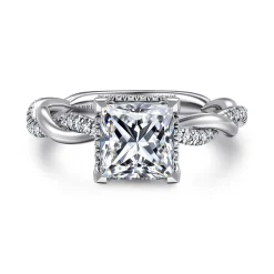 Online Gabriel & Co. Ama - 14K White Gold Twisted Princess Halo Diamond Engagement Ring