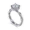 Discount Gabriel & Co. Ama - 14K White Gold Twisted Round Halo Diamond Engagement Ring