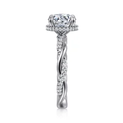 Discount Gabriel & Co. Ama - 14K White Gold Twisted Round Halo Diamond Engagement Ring