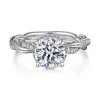 Discount Gabriel & Co. Ama - 14K White Gold Twisted Round Halo Diamond Engagement Ring