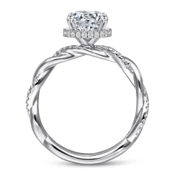 Discount Gabriel & Co. Ama - 14K White Gold Twisted Round Halo Diamond Engagement Ring
