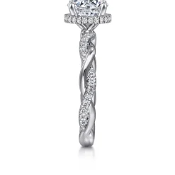 Discount Gabriel & Co. Ama - 14K White Gold Twisted Round Halo Diamond Engagement Ring