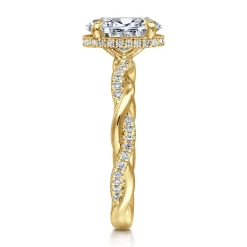 Discount Gabriel & Co. Ama - 14K Yellow Gold Twisted Oval Halo Diamond Engagement Ring