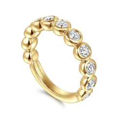 New Gabriel & Co. Amalfi - 14K Yellow Gold Bezel Set Diamond Anniversary Band - 1 ct