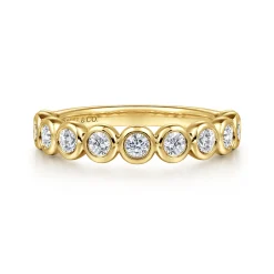 Sale Gabriel & Co. Amalfi - 14K Yellow Gold Bezel Set Diamond Anniversary Band - 0.5 ct