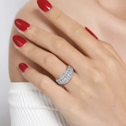 Hot Gabriel & Co. Amarie - 14K White Gold Separate Micro Prong in Channel Baguette and Princess Cut Diamond Anniversary Band - 2.6 ct