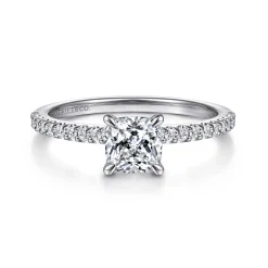 Gabriel & Co. Amata - 14K White Gold Cushion Cut Diamond Engagement Ring