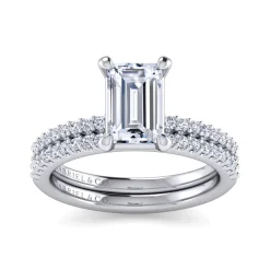Clearance Gabriel & Co. Amata - 14K White Gold Emerald Cut Diamond Engagement Ring