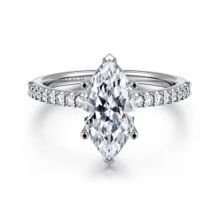 New Gabriel & Co. Amata - 14K White Gold Marquise Shape Diamond Engagement Ring