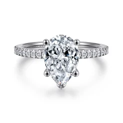 Best Gabriel & Co. Amata - 14K White Gold Pear Shape Diamond Engagement Ring
