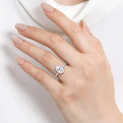 Best Gabriel & Co. Amata - 14K White Gold Pear Shape Diamond Engagement Ring