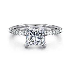 Clearance Gabriel & Co. Amata - 14K White Gold Princess Cut Diamond Engagement Ring