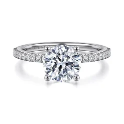 Outlet Gabriel & Co. Amata - 14K White Gold Round Diamond Engagement Ring