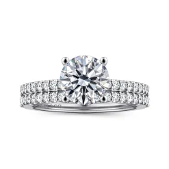 Outlet Gabriel & Co. Amata - 14K White Gold Round Diamond Engagement Ring