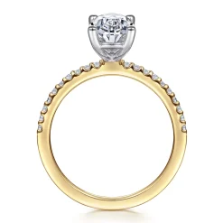 Outlet Gabriel & Co. Amata - 14K White-Yellow Gold Oval Diamond Engagement Ring