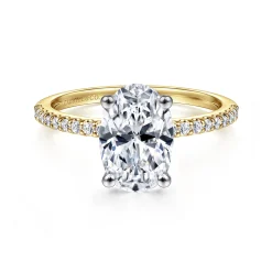 Hot Gabriel & Co. Amata - 14K White-Yellow Gold Oval Diamond Engagement Ring