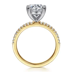 Gabriel & Co. Amata - 14K White-Yellow Gold Round Diamond Engagement Ring
