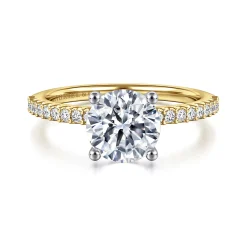 Hot Gabriel & Co. Amata - 14K White-Yellow Gold Round Diamond Engagement Ring